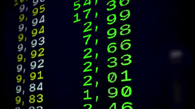 Stock Market winners on teletex with green colored numbers, Increased Share Values - Investment, Trading