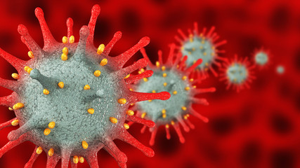 Corona Virus Cells Globule 3D illustration