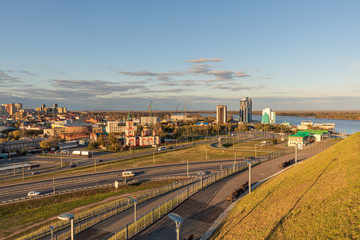 Fototapeta na wymiar Urban landscape of Barnaul, capital of Altai region, Russia.