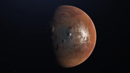 Super realistic planet mars from the orbit, atmosphere from space. 3d rendering