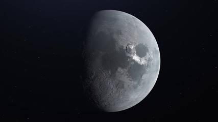 Ultra realistic moon from the orbit, atmosphere from space. 3d rendering