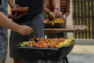 barbecue,Bar-B-Q,Barbeque Grill Street Food in thailand,market and Pork BBQ