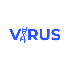 simple, bold and elegant virus logotype with gen double helix concept