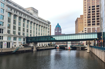 Architecture and landmarks along milwaukee riverfront