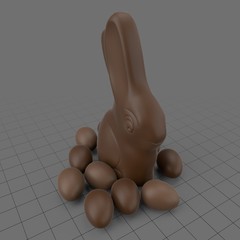 Chocolate Easter rabbit and eggs