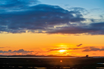 Sunset over Ocean, Estuary, Bay