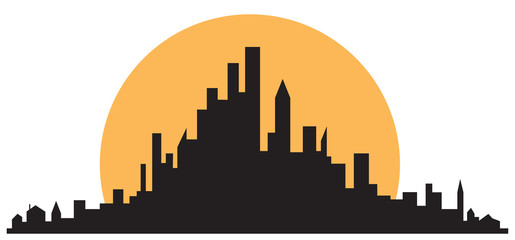Obraz premium city skyline against the sun