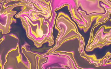 Liquid uneven marble pattern with light highlights. Abstract acrylic background. Texture of a work of art. The effect of fluid art. The abstract work of art is smeared and splattered with paint.