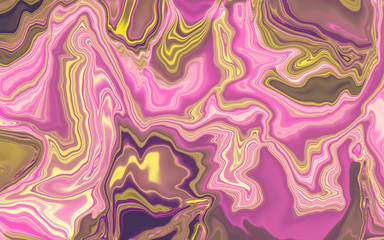 Liquid uneven marble pattern with light highlights. Abstract acrylic background. Texture of a work of art. The effect of fluid art. The abstract work of art is smeared and splattered with paint.