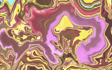 Liquid uneven marble pattern with light highlights. Abstract acrylic background. Texture of a work of art. The effect of fluid art. The abstract work of art is smeared and splattered with paint.