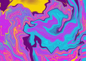 Liquid uneven marble pattern with light highlights. Abstract acrylic background. Texture of a work of art. The effect of fluid art. The abstract work of art is smeared and splattered with paint.