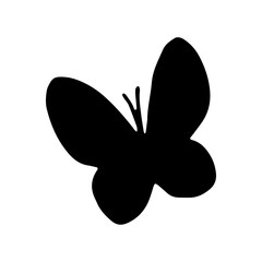 Super cute, adorable butterfly for spring design. Funny, hand drawn illustration in doodle style for poster, banner, print, menu, decoration kids playroom or greeting card.
