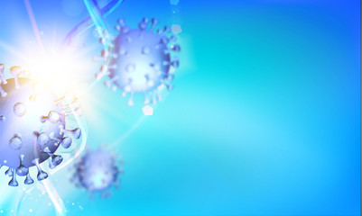 Computer model of Covid-19 as illustration of fast growing global pandemic. Science illustration of danger disease, 3d model of coronavirus. Vector illustration.