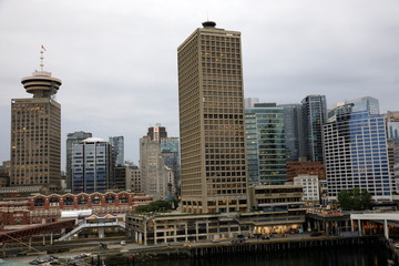 Fototapeta na wymiar Vancouver, America - August 18, 2019: Vancouver view from port, Vancouver, America