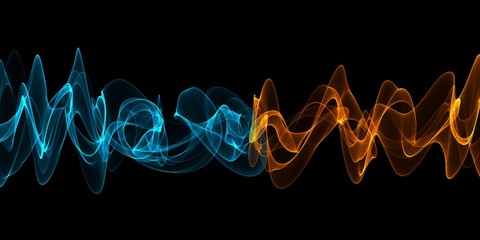 Collision of two forces with orange and blue lights