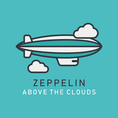 Flat image of zeppelin in lineart style