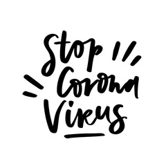 Covid-19 prevention cute hand drawn sticker, coronavirus quarantine illustration. Lettering phrase - Stop coronavirus.