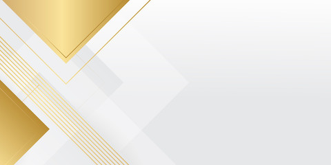 Luxury gold background for presentation design. Modern white background with golden lines and abstract arrows design. Vector illustration for corporate and much more