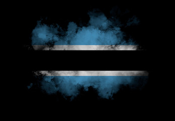 Botswana flag performed from color smoke on the black background. Abstract symbol.
