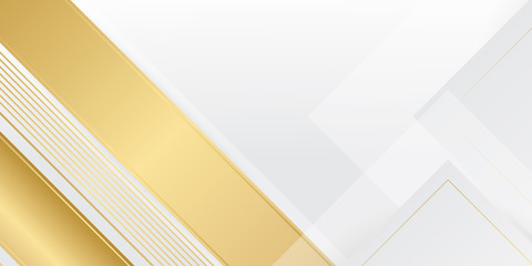 Gold technology banner design with white and gold arrows. Abstract geometric vector background for presentation design, banner, poster and much more 