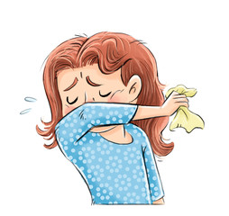 kid coughing in the elbow