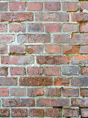 Background red brick wall of an old house