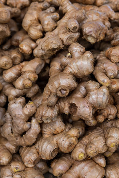 Fresh ginger for sale at a market