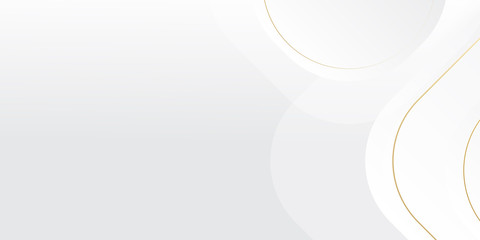 White abstract background with white circle rings in faded distressed vintage grunge texture design, gold geometric pattern paper in modern art design. Gold line on white background