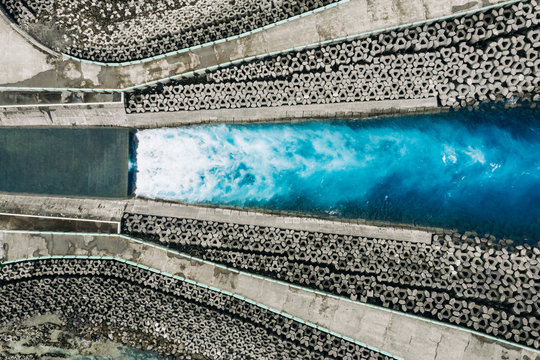 Aerial view of dam in Taiwan