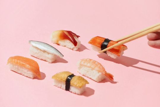 Sushi pattern background.
