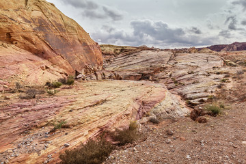 Scenic landscape at stone desert in Valley of Fire State Park, travel destination in southern Nevada