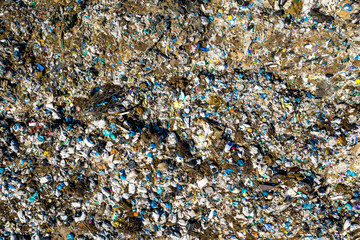 Aerial view of a dump from above. Environmental pollution. Problems with the environment.