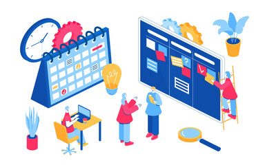 Agile project management process. Communication, teamwork, business process.