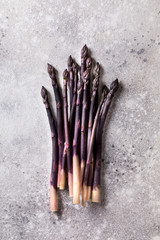 Fresh purple asparagus. Healthy eating concept. Food for vegetarians.