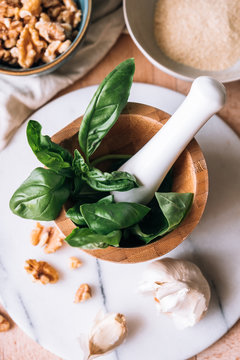 Fresh ingredients for pesto