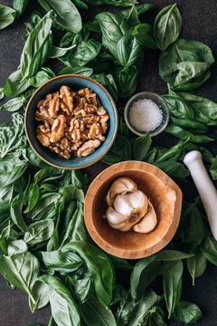 Fresh ingredients for pesto