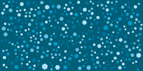 Square dot confetti triangle playstation icon decorative abstract horizontal banner with blue background. 