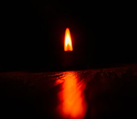 burning candle in the dark