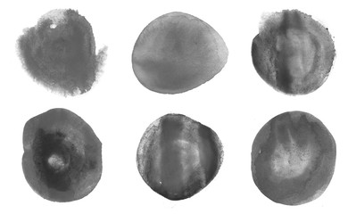 Circle black watercolor brushes for painting. Vector set of brushes