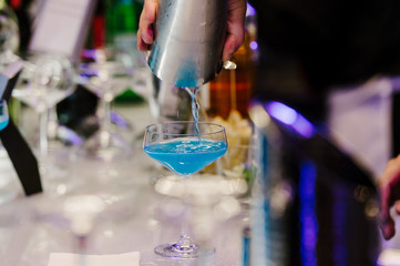Blue Martini Cocktail At Open Bar