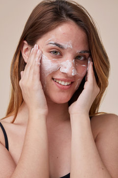 Smiling washing face