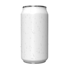 Aluminum can with water droplets mockup. Blank white soda can template
