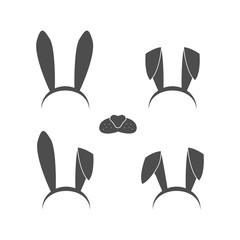 Bunny hears icon set over white