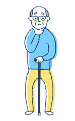 困っている表情のおじいさん