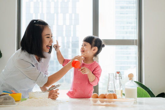 Happy asian family love together parenthood food nutrition