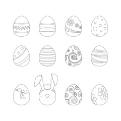 Easter egg icon set over white