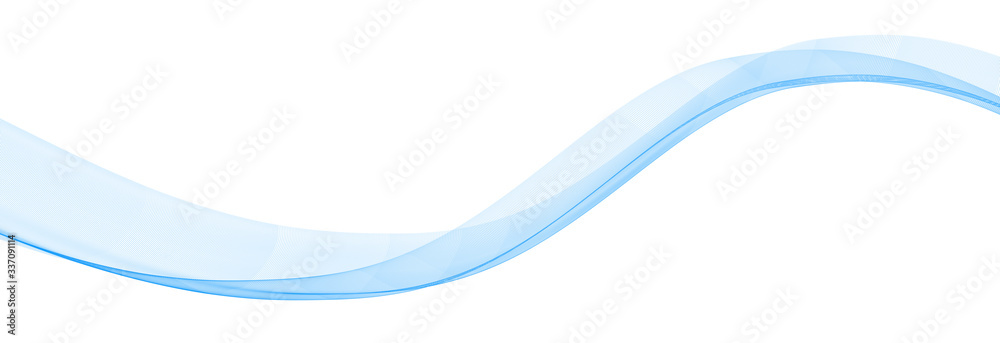 Poster Subtle light blue transparent wave on white. Vector graphics