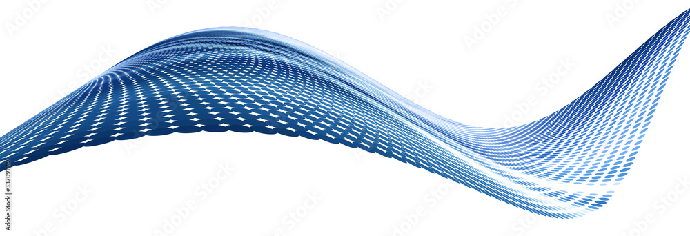 Poster Blue dotted wave with halftone effect. Vector graphics