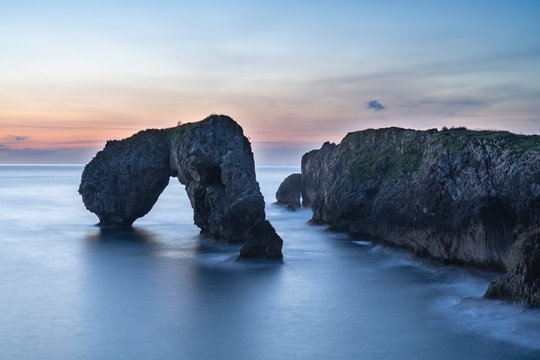 Rock Arch at Sunrise On the Asturian Coast