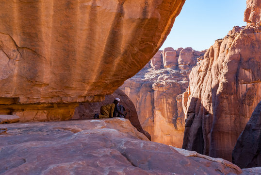 Guelta d'Archei waterhole near oasis, Ennedi Plateau, Chad, Africa